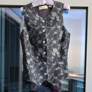Dana Buchman Silk Blue & Silver Vest, Size 10